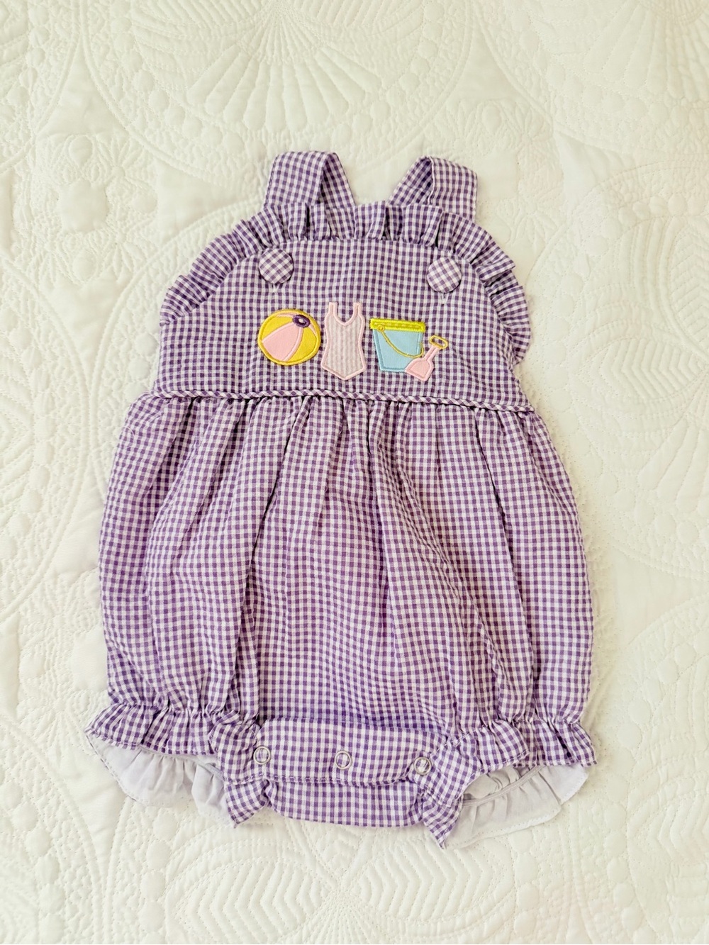 Purple Gingham Baby Girls' Casual Romper Dress